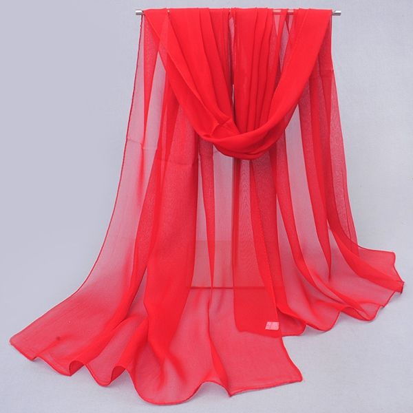 Lenço De Chiffon Feminino De Cor Sólida