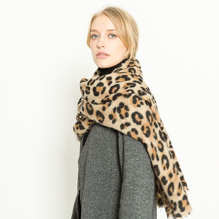 Lenços De Leopardo De Acrílico Estampado Feminino