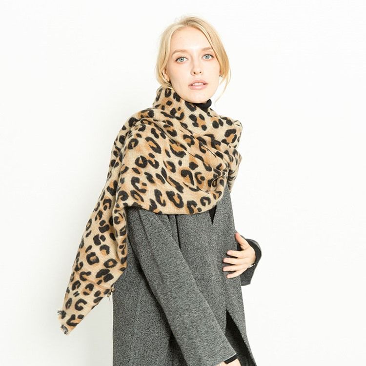 Lenços De Leopardo De Acrílico Estampado Feminino