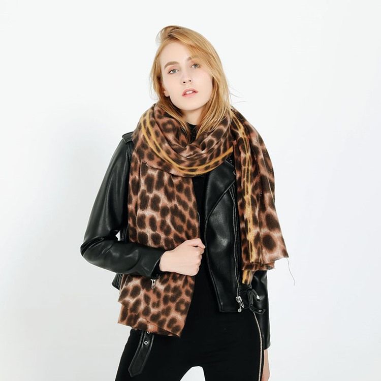 Lenços De Leopardo De Acrílico Estampado Feminino