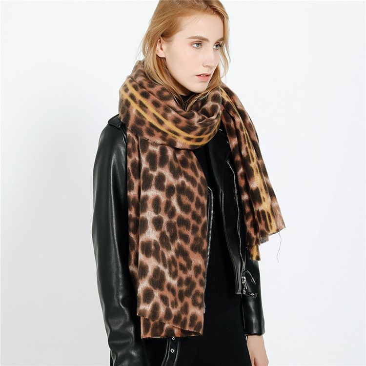 Lenços De Leopardo De Acrílico Estampado Feminino