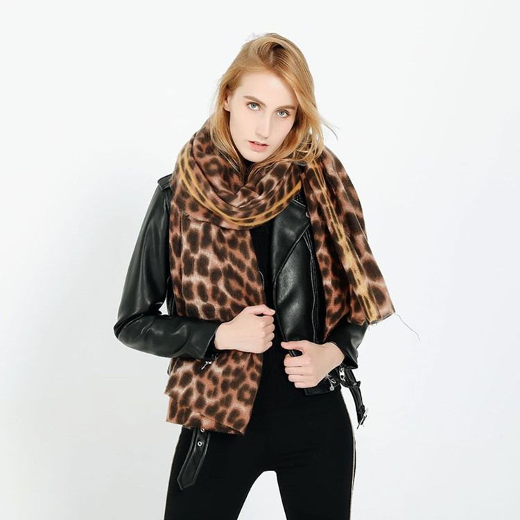 Lenços De Leopardo De Acrílico Estampado Feminino