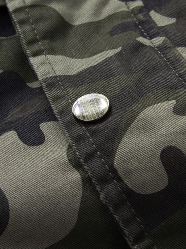 Camuflagem Estampado Com Capuz E Zíper Masculino Jaqueta Espessa