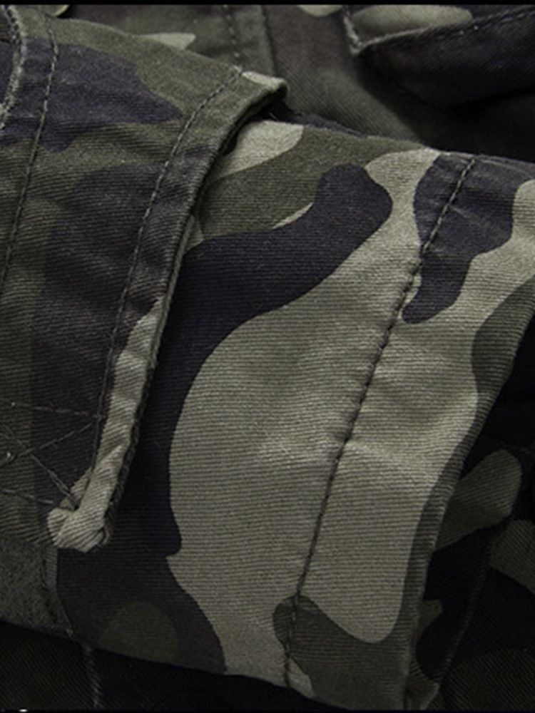 Camuflagem Estampado Com Capuz E Zíper Masculino Jaqueta Espessa