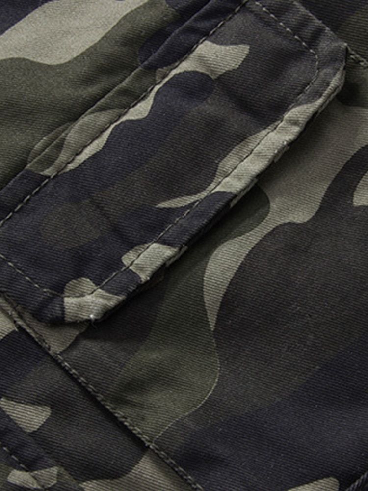 Camuflagem Estampado Com Capuz E Zíper Masculino Jaqueta Espessa