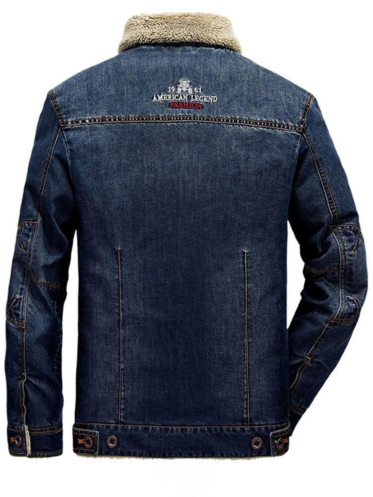 Engrossar Casaco De Inverno Masculino De Lapela Jeans Quente