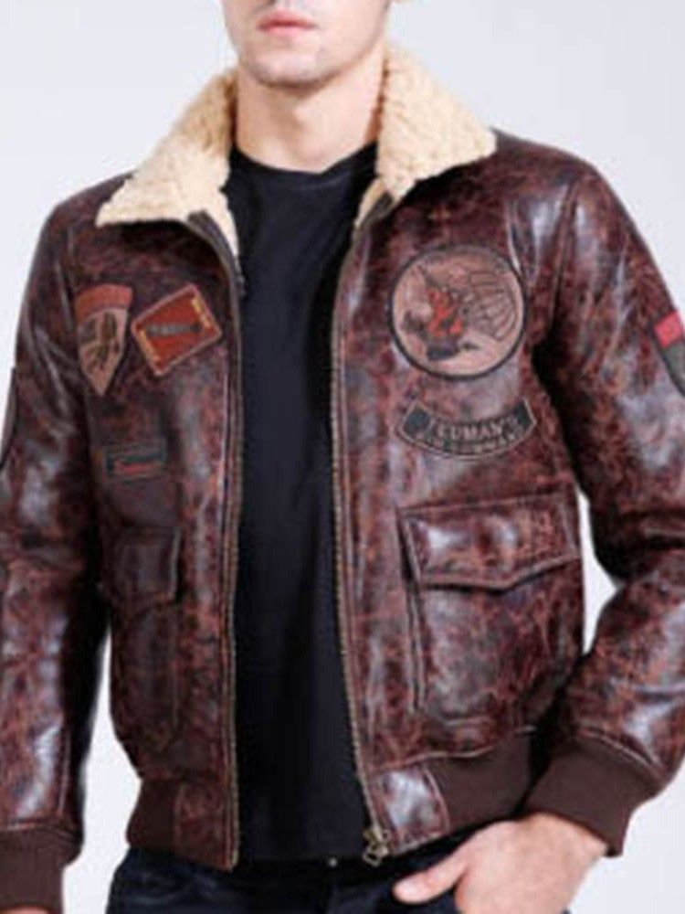 Falso Shearling Engrossar Quente E Pequeno Casaco Pu Masculino