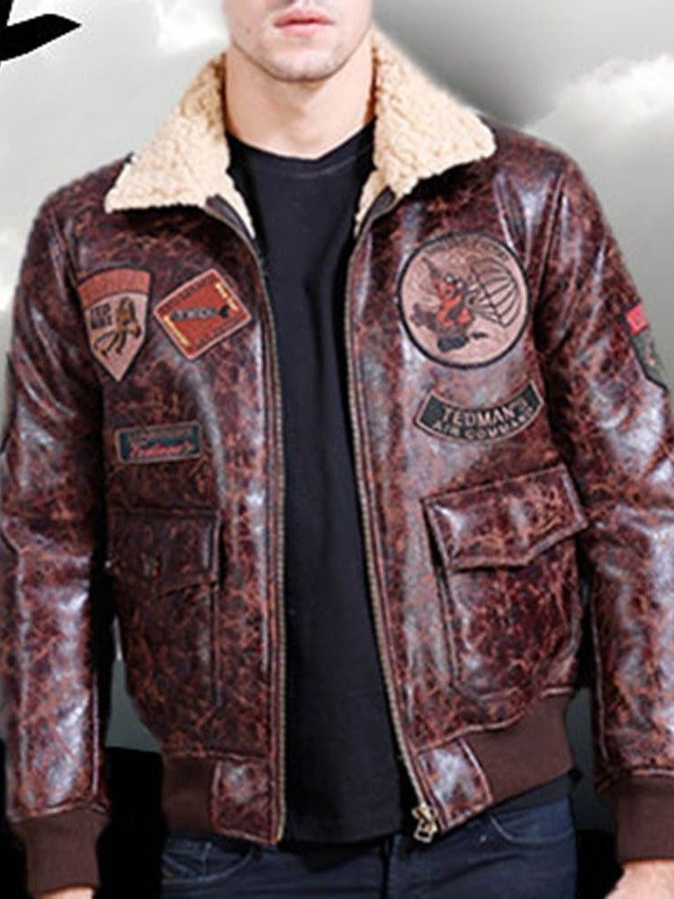 Falso Shearling Engrossar Quente E Pequeno Casaco Pu Masculino