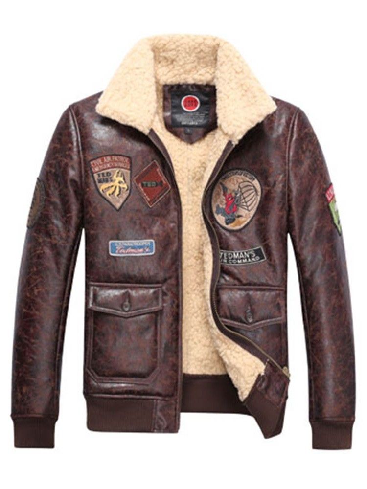 Falso Shearling Engrossar Quente E Pequeno Casaco Pu Masculino