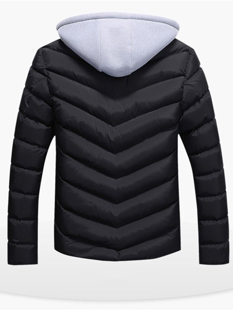 Hooded Color Block Casual Slim Jaqueta Masculina