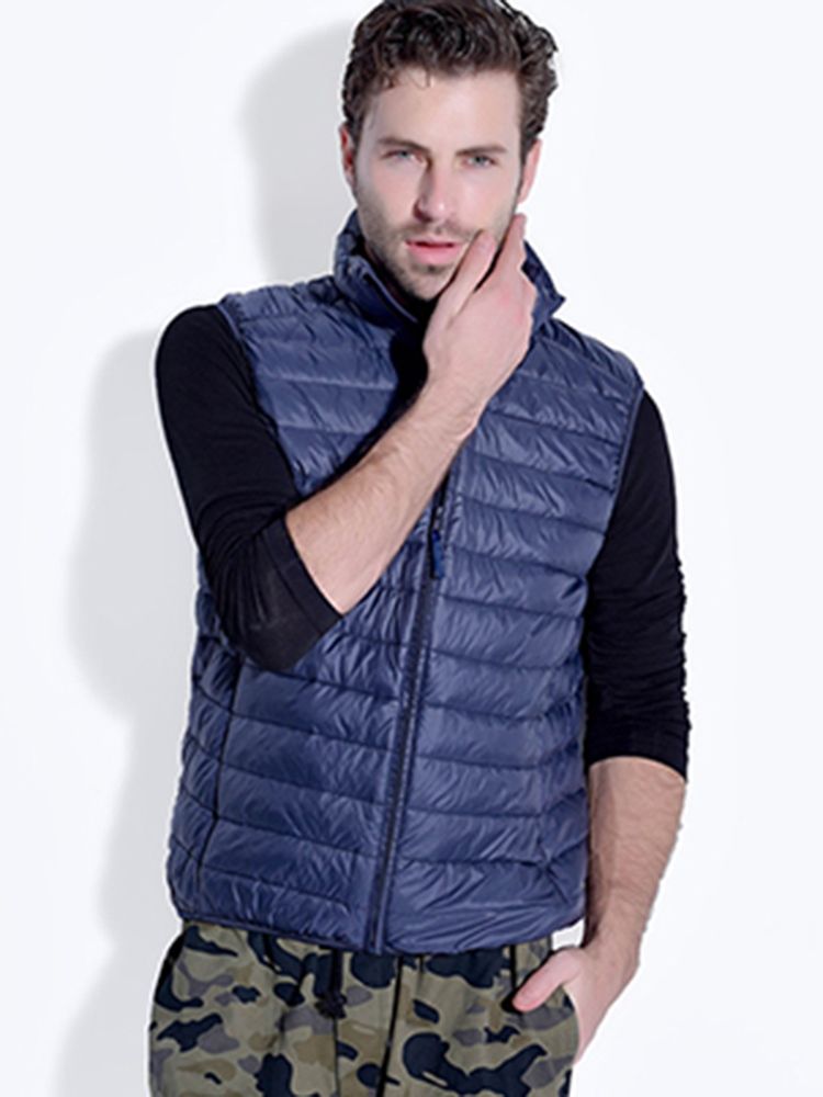 Inverno 90% Duck Down Colete Solto Jaqueta Masculina Sem Mangas