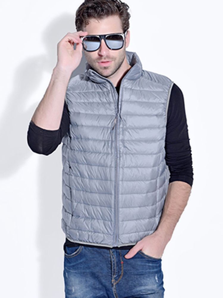 Inverno 90% Duck Down Colete Solto Jaqueta Masculina Sem Mangas