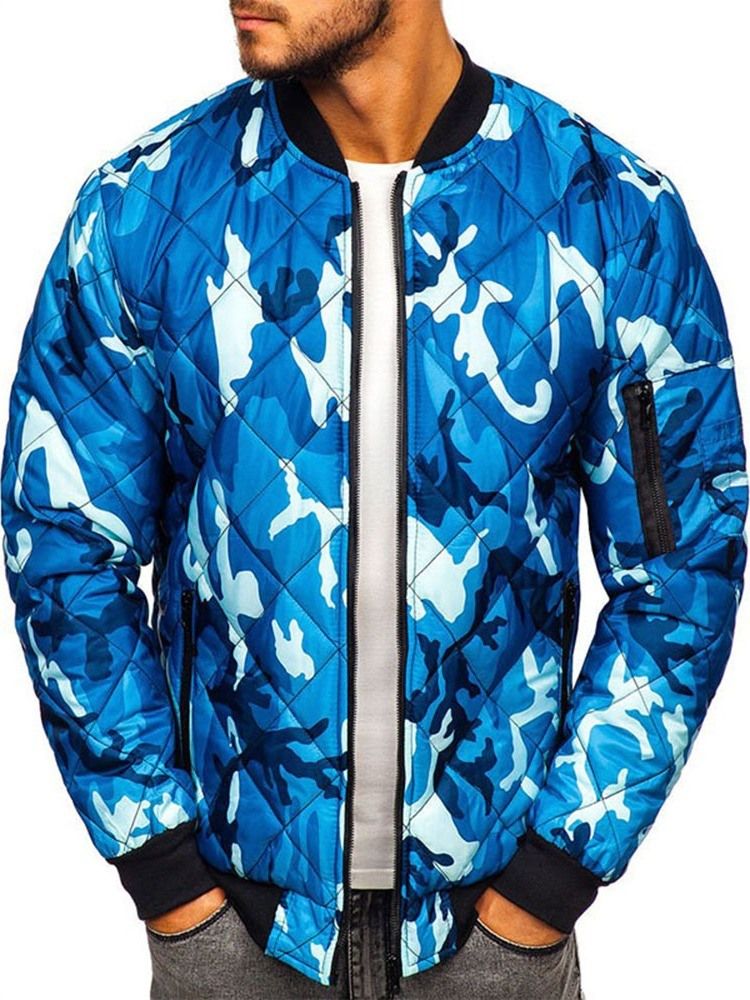 Stand Collar Camouflage Zipper Padrão Jaqueta Europeia Masculina