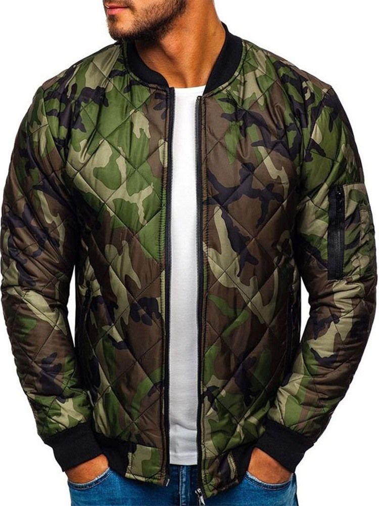 Stand Collar Camouflage Zipper Padrão Jaqueta Europeia Masculina