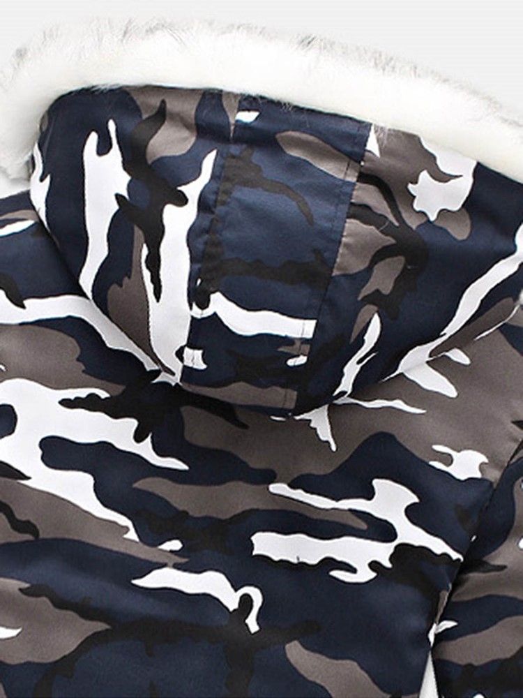 Zip Camouflage Engrossar Casaco Quente De Inverno Masculino