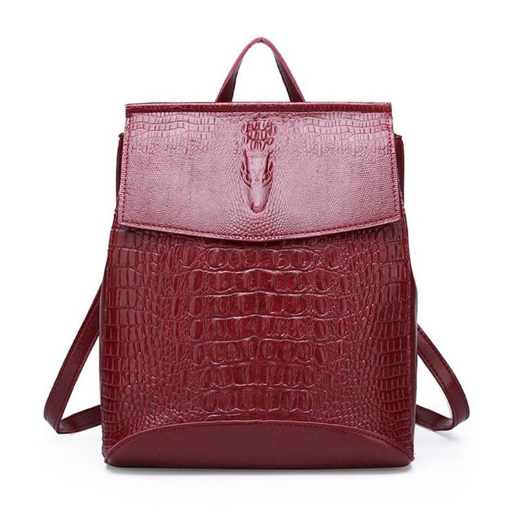 Pu Thread Alligator Mochilas Médias