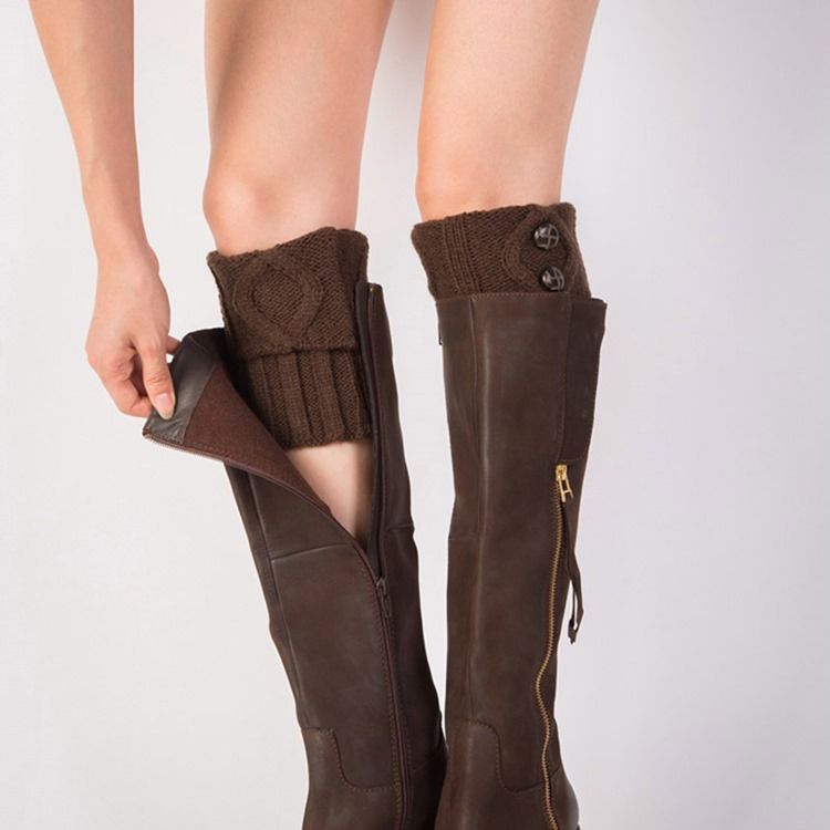 Botas Femininas De Tricô E Meias De Fixação