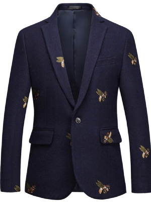 Animal Bordado Lapela Com Um Botão Blazer Casual Masculino Bola