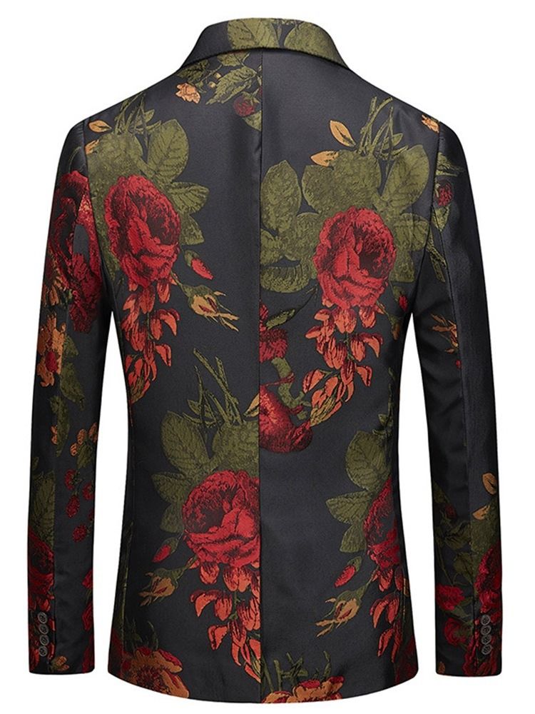 Blazer De Bola Casual Masculino Com Estampa Floral De Um Botão Entalhado Lapela