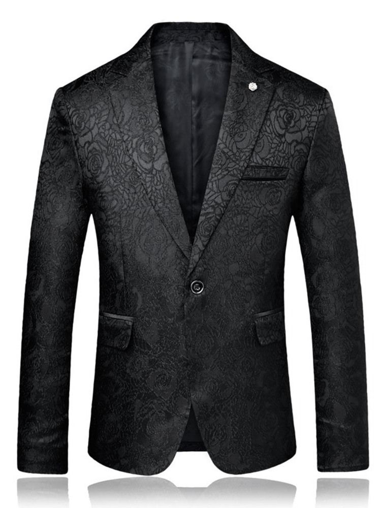 Blazer De Bola Casual Masculino Fino Com Estampa Floral De Um Botão