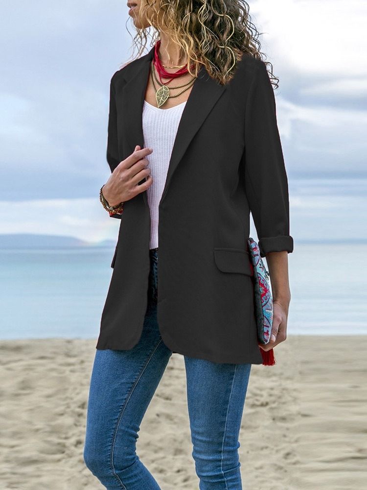 Blazer Casual Feminino Com Lapela Entalhada E Entalhada Para Outono