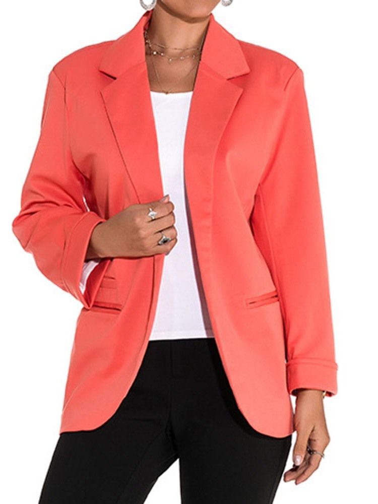 Blazer Casual Feminino De Manga Longa Lisa Primavera Comprimento Médio