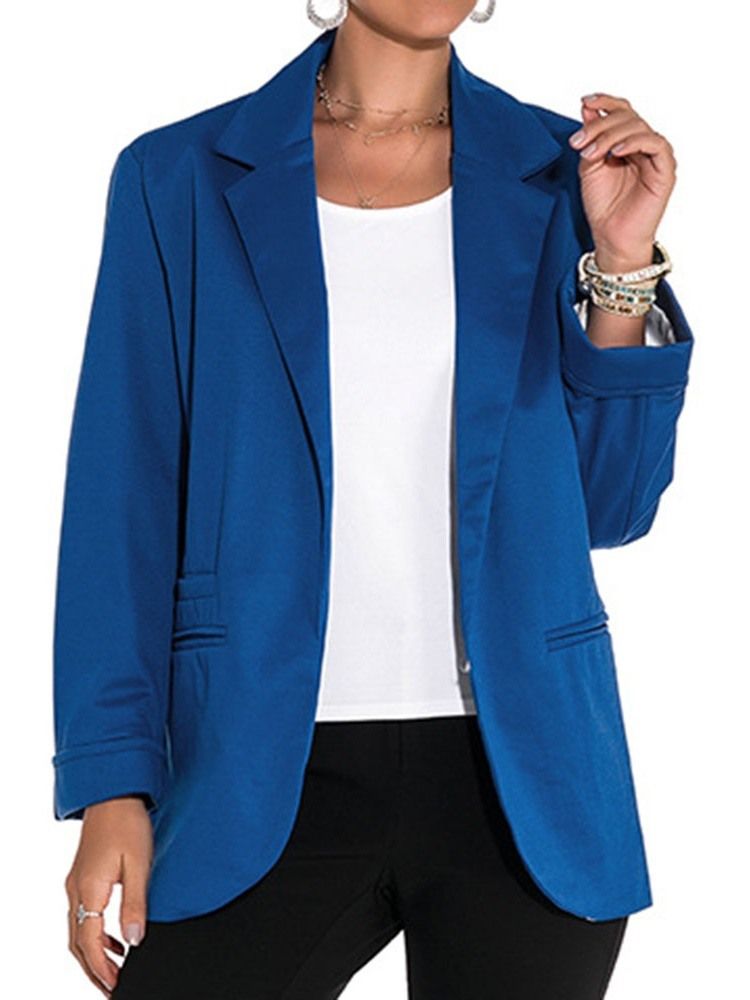 Blazer Casual Feminino De Manga Longa Lisa Primavera Comprimento Médio