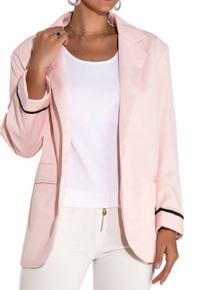 Blazer Casual Feminino De Manga Longa Lisa Primavera Comprimento Médio