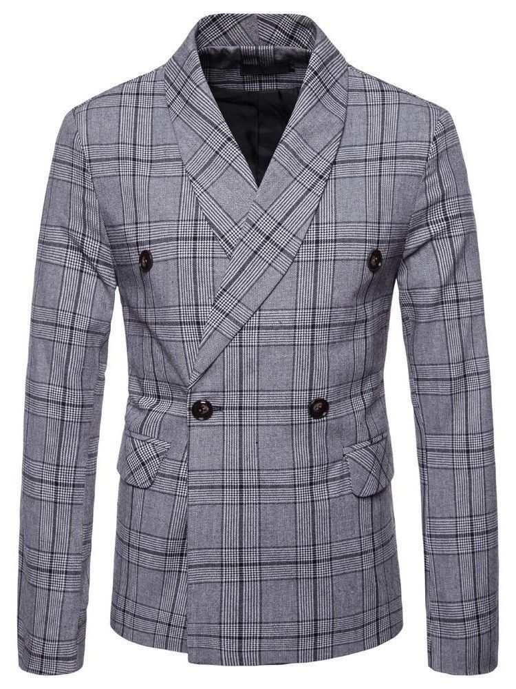 Blazer Casual Masculino De Peito Duplo Xadrez