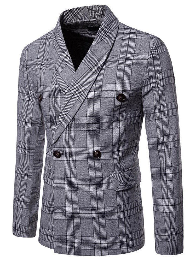 Blazer Casual Masculino De Peito Duplo Xadrez