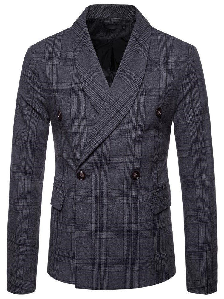 Blazer Casual Masculino De Peito Duplo Xadrez