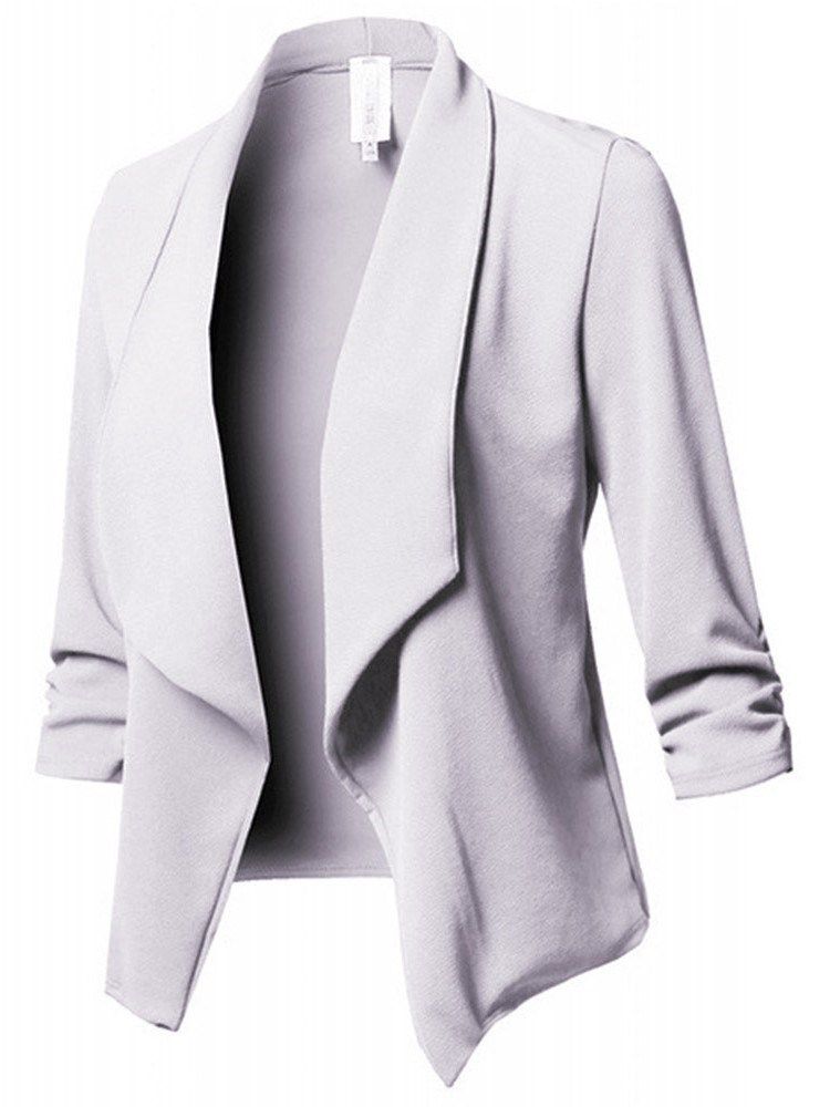 Blazer Feminino Liso De Manga Comprida Padrão Regular Casual