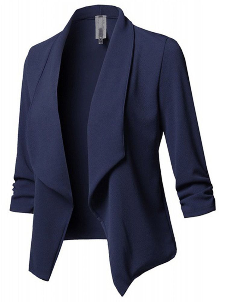 Blazer Feminino Liso De Manga Comprida Padrão Regular Casual