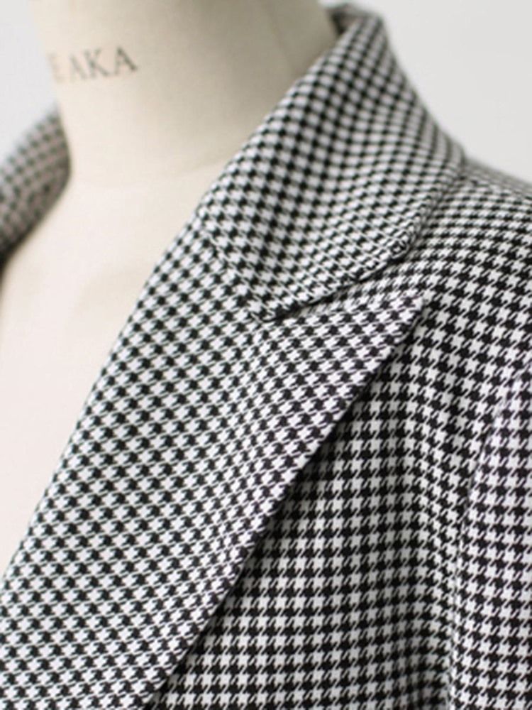 Blazer Houndstooth Feminino Blazer Feminino Slim Houndstooth One Button