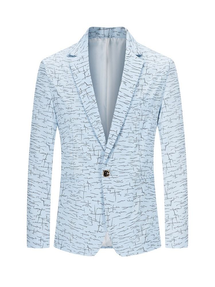 Blazer De Lazer Casual Masculino Com Estampa De Lapela Entalhada