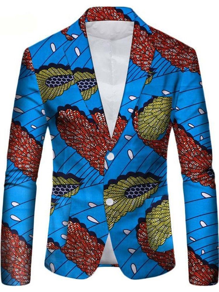 Blazer De Lazer Masculino Casual Com Lapela Entalhada Única