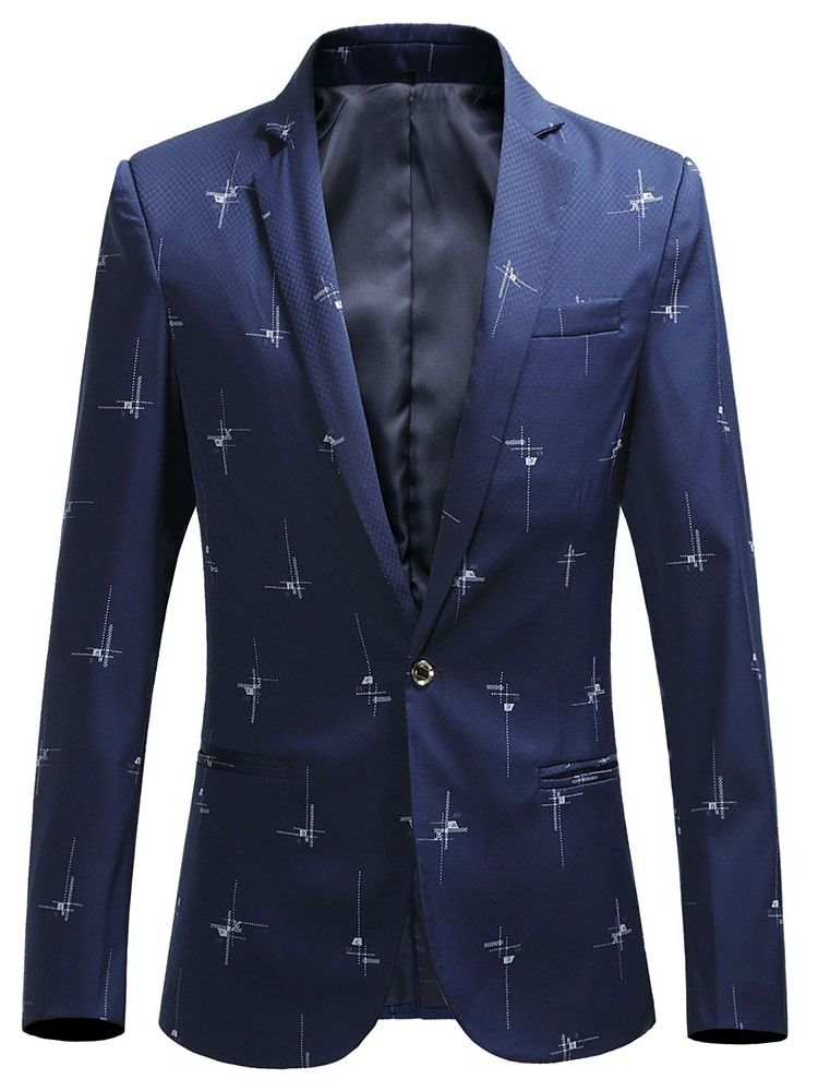 Blazer De Lazer Masculino Com Estampa Fina Lapela Entalhada