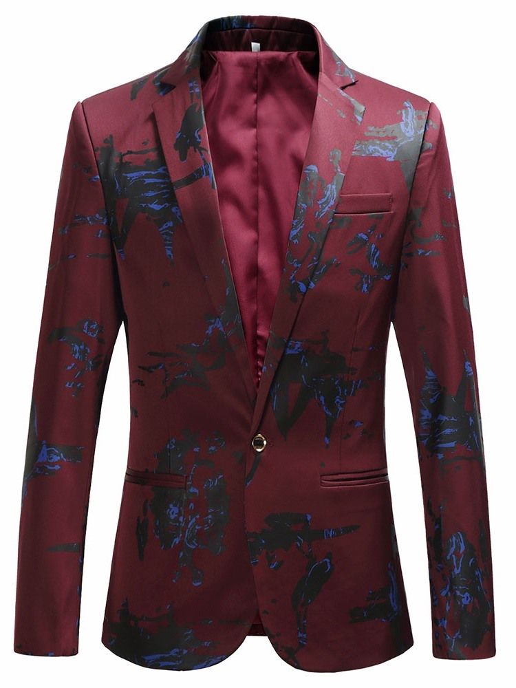 Blazer De Lazer Masculino Com Estampa Fina Lapela Entalhada