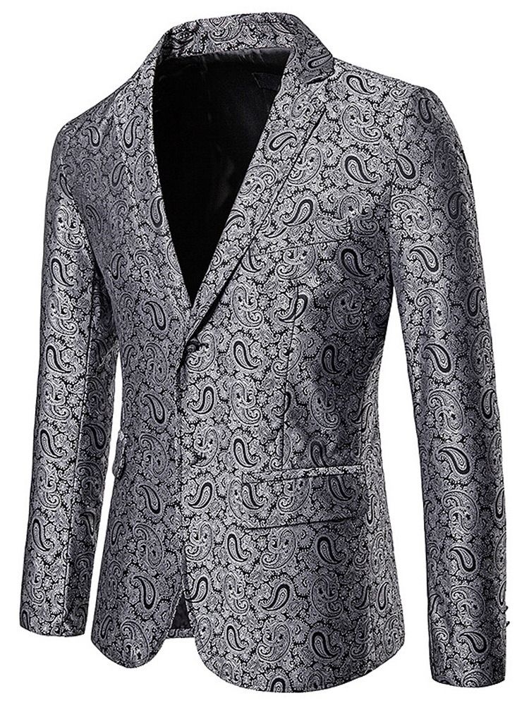 Blazer De Lazer Masculino Com Lapela Entalhada De Corte Único