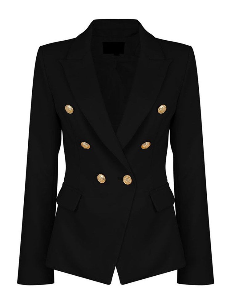 Blazer Liso Feminino Com Botão De Peito Duplo