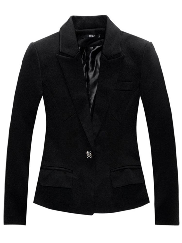 Blazer Liso Feminino Com Lapela Entalhada E Um Botão