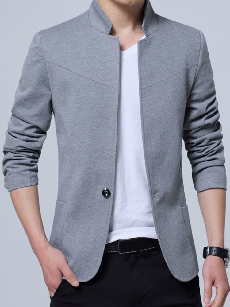 Blazer Masculino Com Colarinho De Cor Sólida