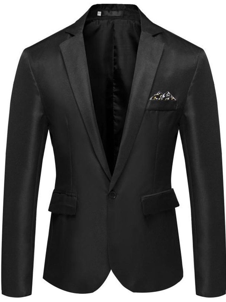 Blazer Masculino Fino De Lapela Com Entalhe Liso