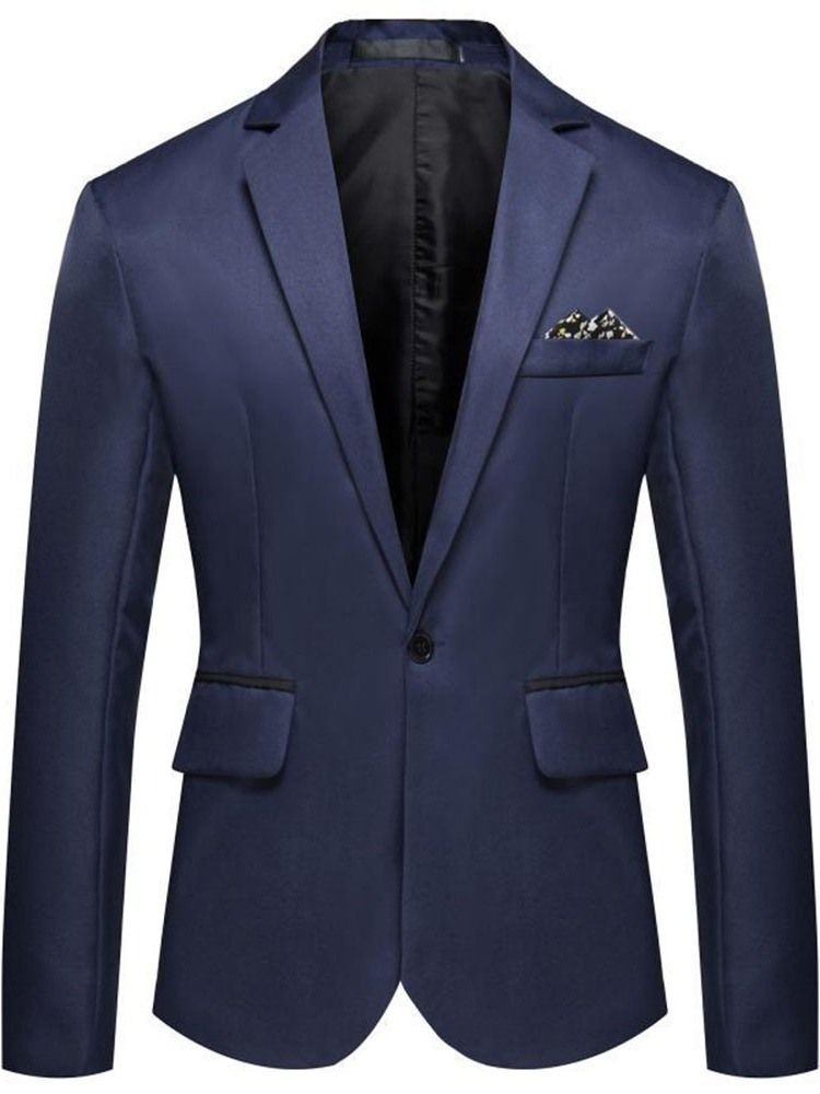 Blazer Masculino Fino De Lapela Com Entalhe Liso