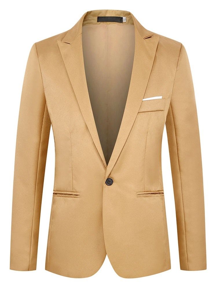 Blazer Masculino Fino De Lapela Entalhada Com Um Botão