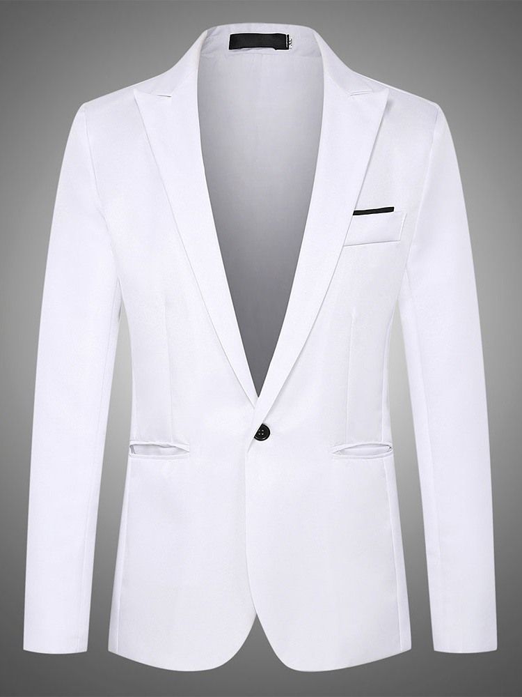 Blazer Masculino Fino De Lapela Entalhada Com Um Botão