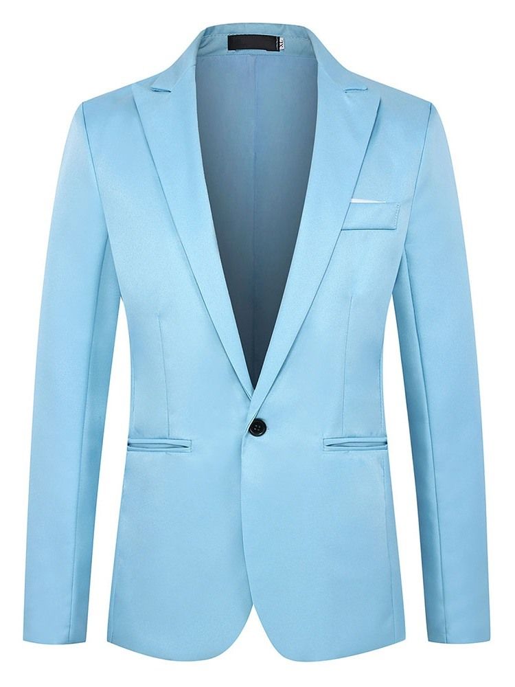 Blazer Masculino Fino De Lapela Entalhada Com Um Botão