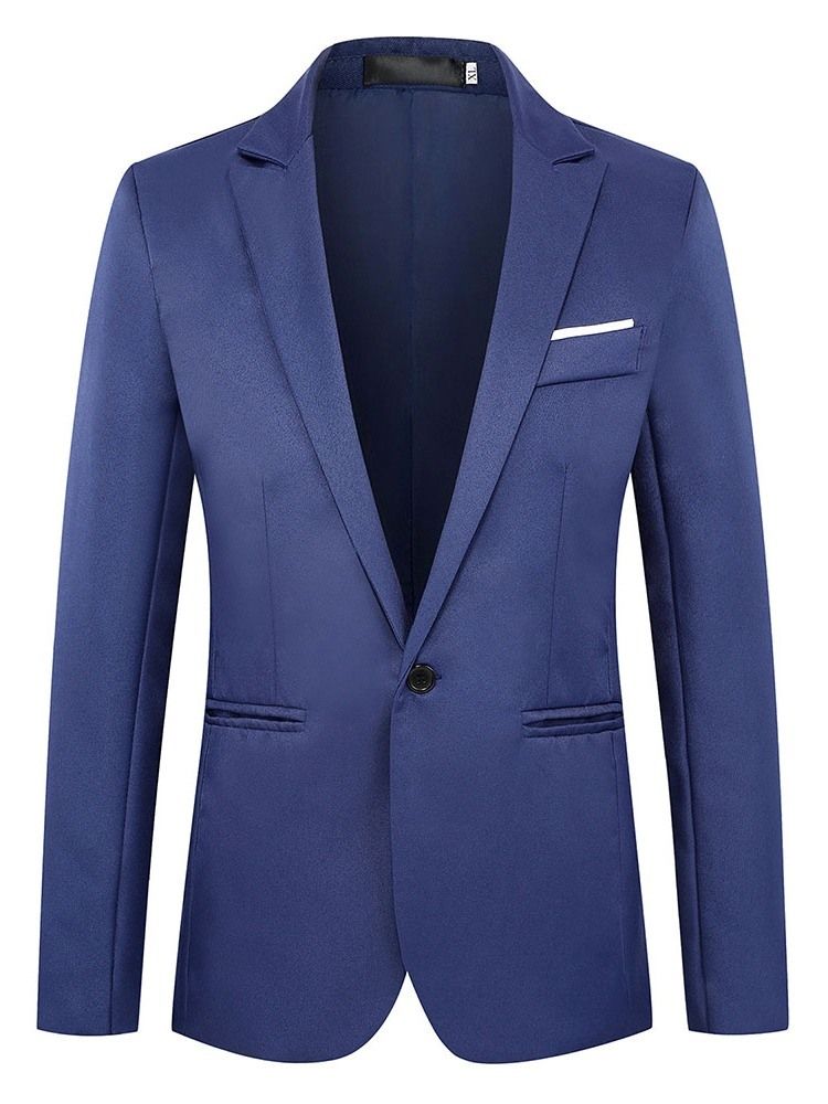 Blazer Masculino Fino De Lapela Entalhada Com Um Botão