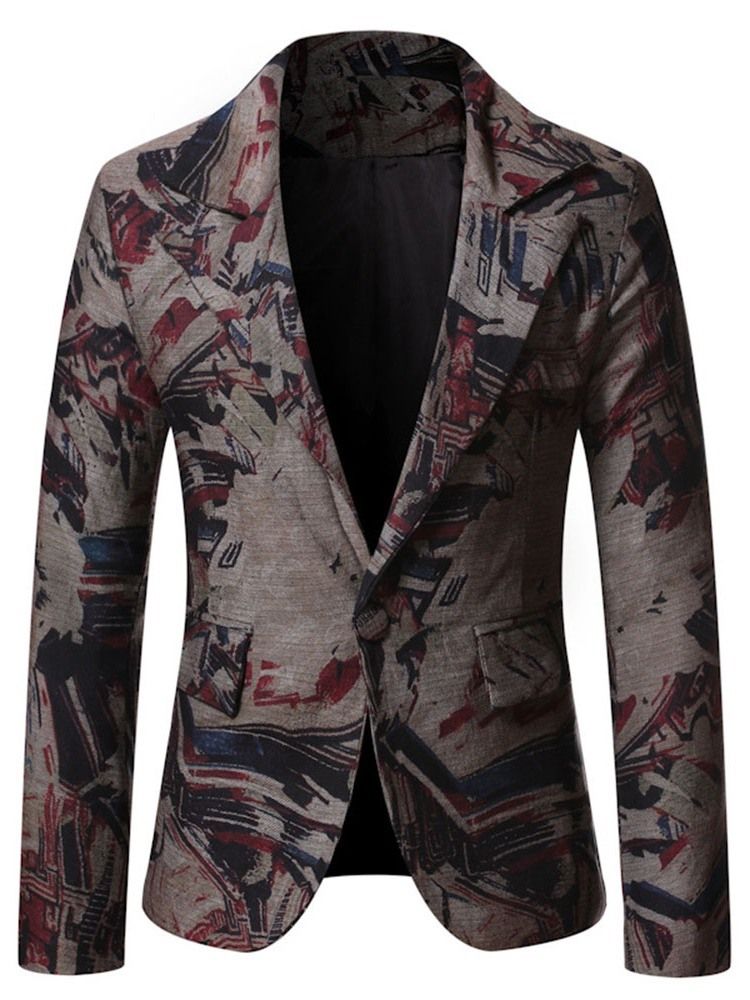 Blazer Masculino De Lapela Entalhada Com Um Botão Para Lazer