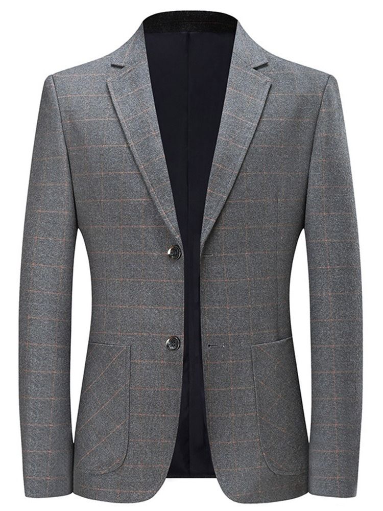 Blazer Masculino De Lapela Entalhada Em Xadrez Simples